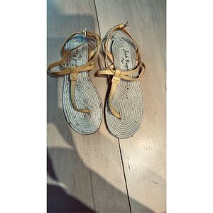 JACK ROGERS EVIE ESPADRILLE YELLOW LEATHER SANDALS WOMENS SZ 10